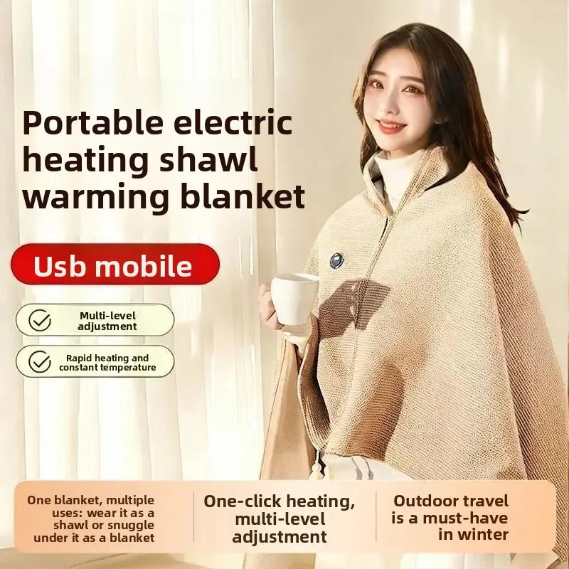 Heated Shawl Wraps USB Heated Blanket Soft Warm Heating Scarf Cold Weather Winter Scarf 3 Heating Level Heated Shawl Portable
