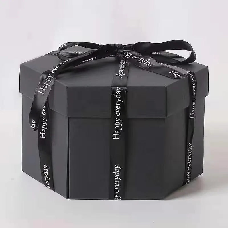 Hexagonal Explosion Box with Photo Album DIY 6 Faces Explosion Gift Box Handmade for Valentine Day Wedding Proposal