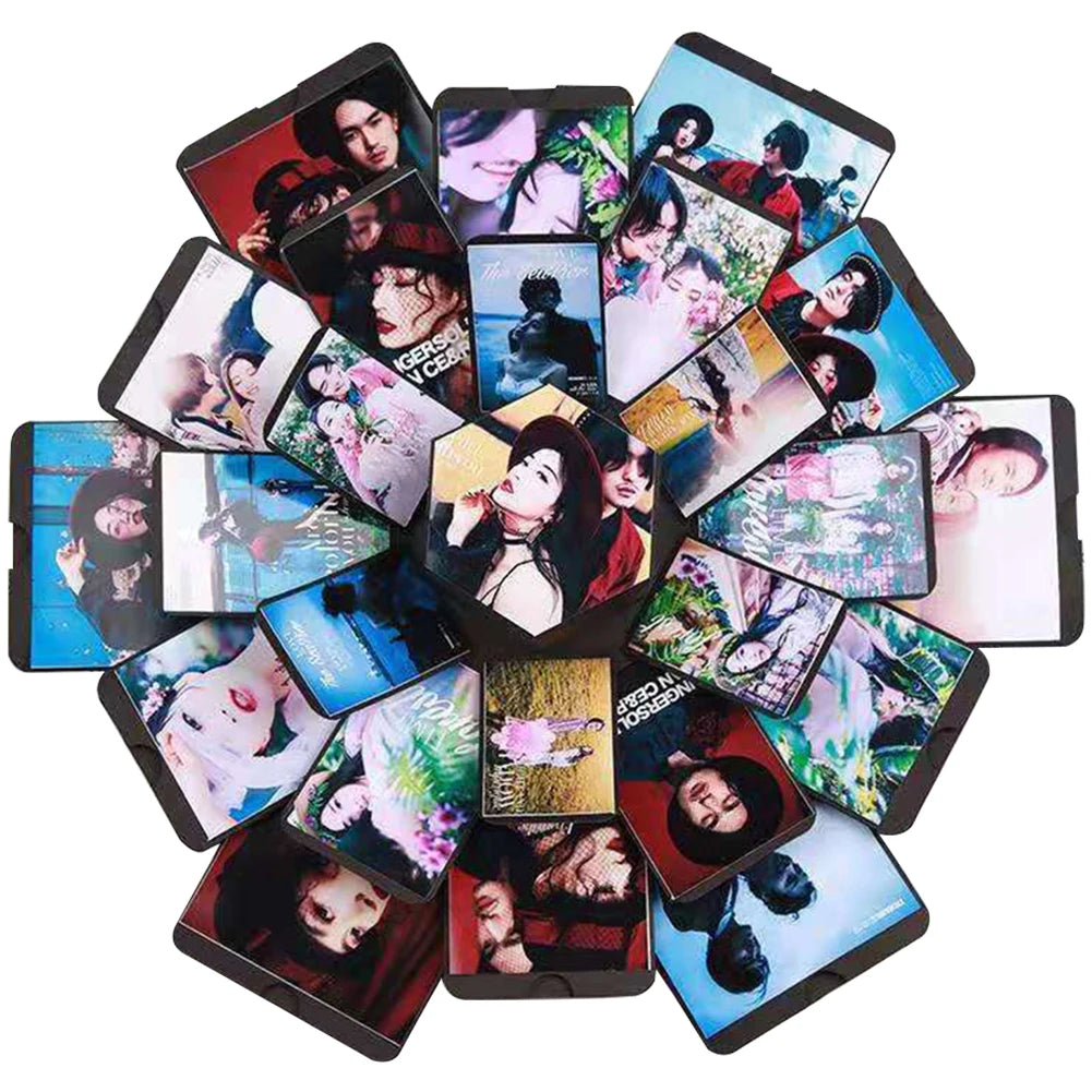 Hexagonal Explosion Box with Photo Album DIY 6 Faces Explosion Gift Box Handmade for Valentine Day Wedding Proposal